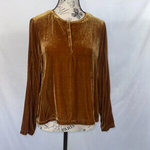 THE WRAP: Gold/Ochre/Mustard Silk Velvet Snap Top (v)